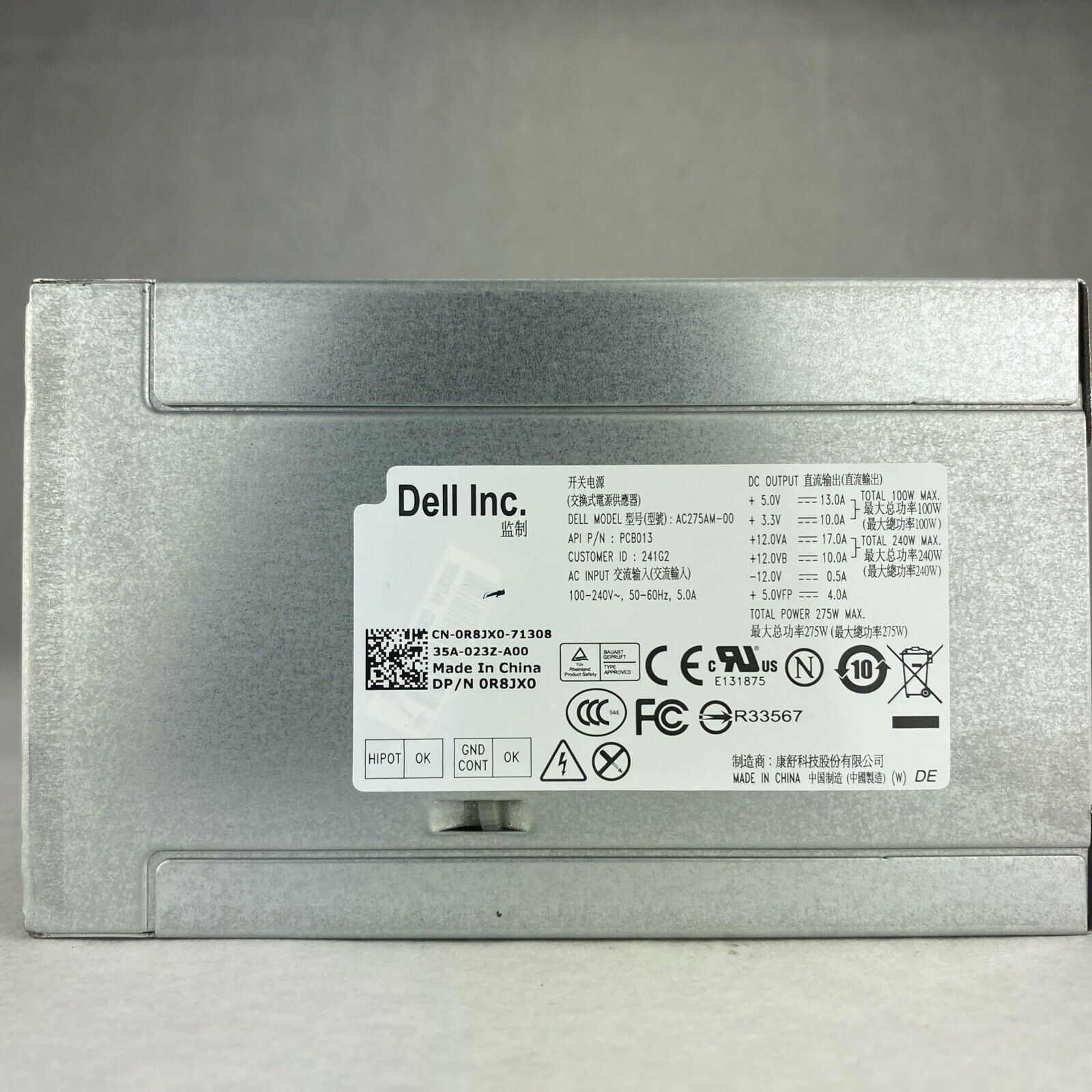 DELL POWER SUPPLY MODEL AC275AM-00 275W For Optiplex MT