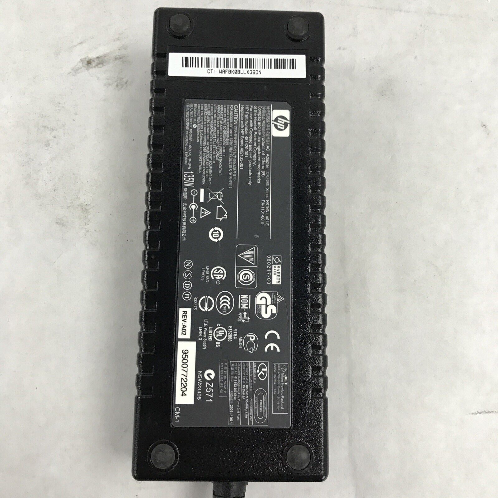 HP HSTNN-LA01 19.5V 6.9A 60Hz 481420-001 AC Adapter PA-1131-06HF