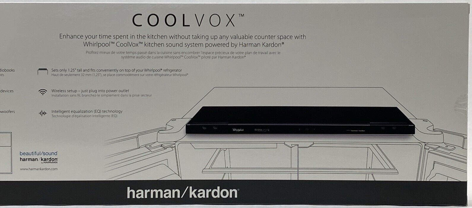 Whirlpool CoolVox Kitchen Sound System Bluetooth Harman/Kardon M4811-LF WRC36DB