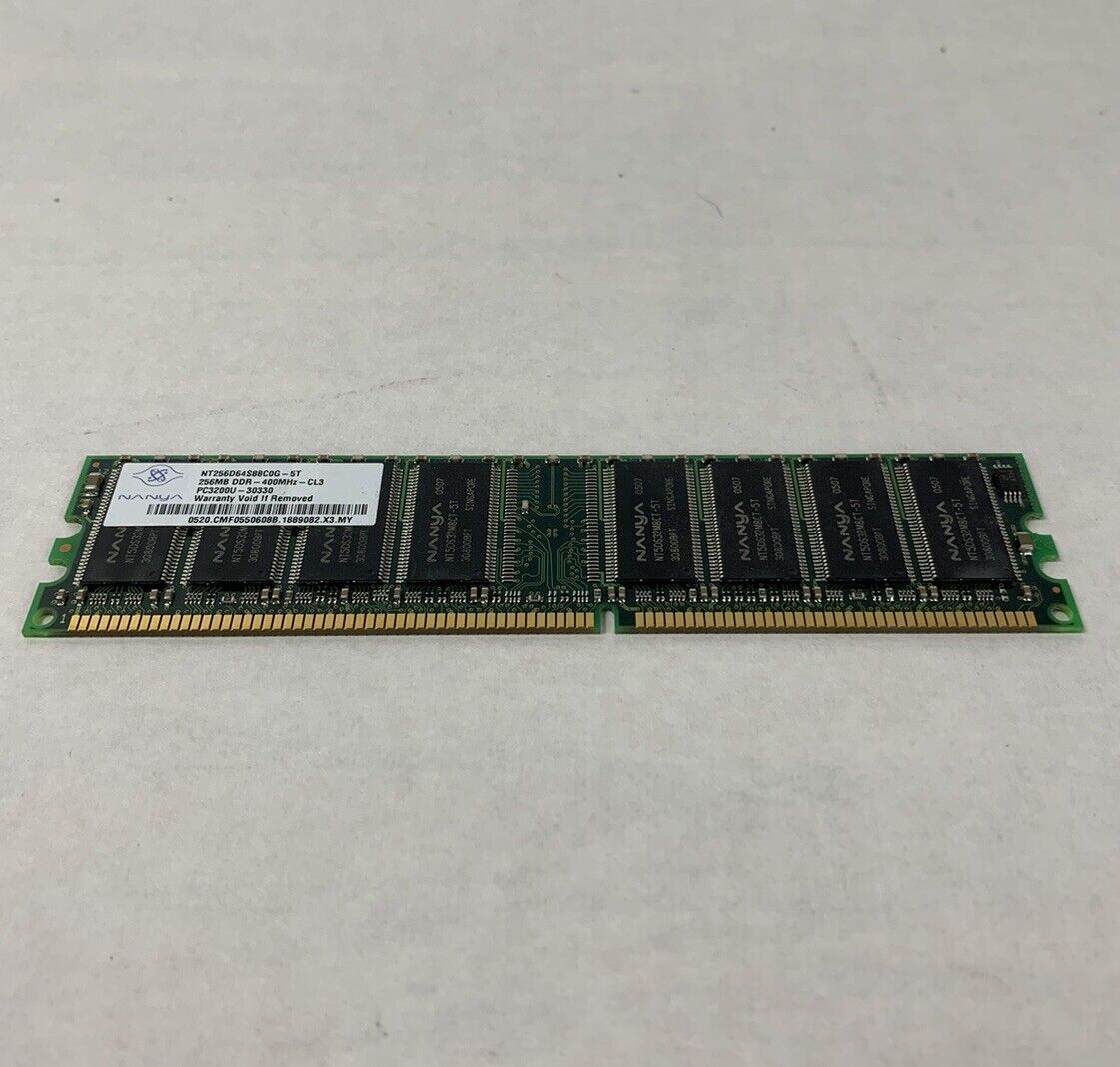 Nanya 256MB DDR-400MHz-CL3 PC3200U-30330 NT256D6t4S88C0G-5T (Lot of 5)