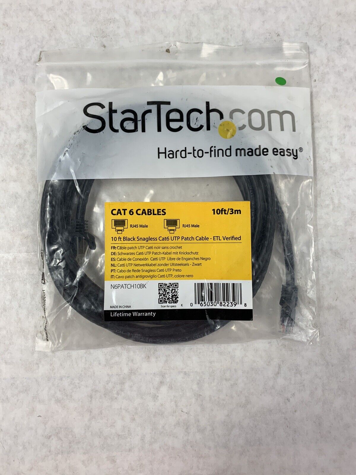 StarTech 3ft Green Molded Cat6 UTP Patch Cable New