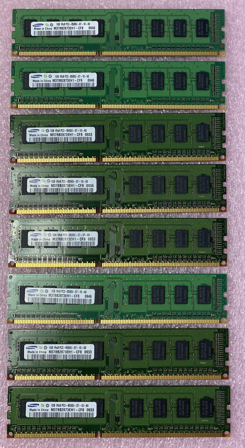 Lot( 8 ) 1GB Samsung M378B2873EH1-CF8 PC3-8500 DDR3-1066 Desktop RAM Memory