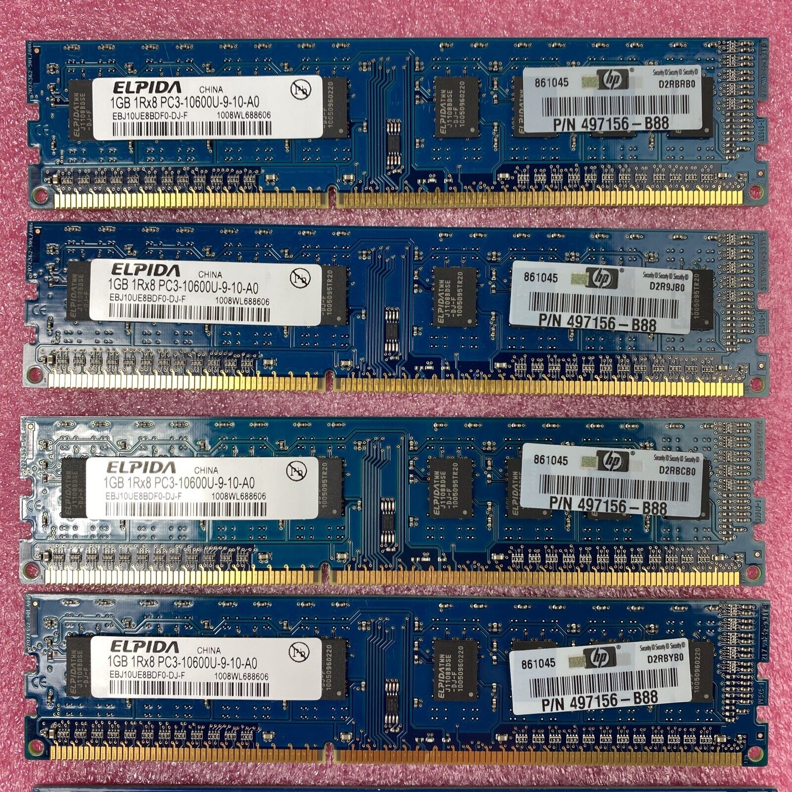 Lot( 10 ) 1GB Elpida EBJ10UE8BDF0-DJ-F 1Rx8 PC3-10600U-9-10-A0 RAM 497156-B88