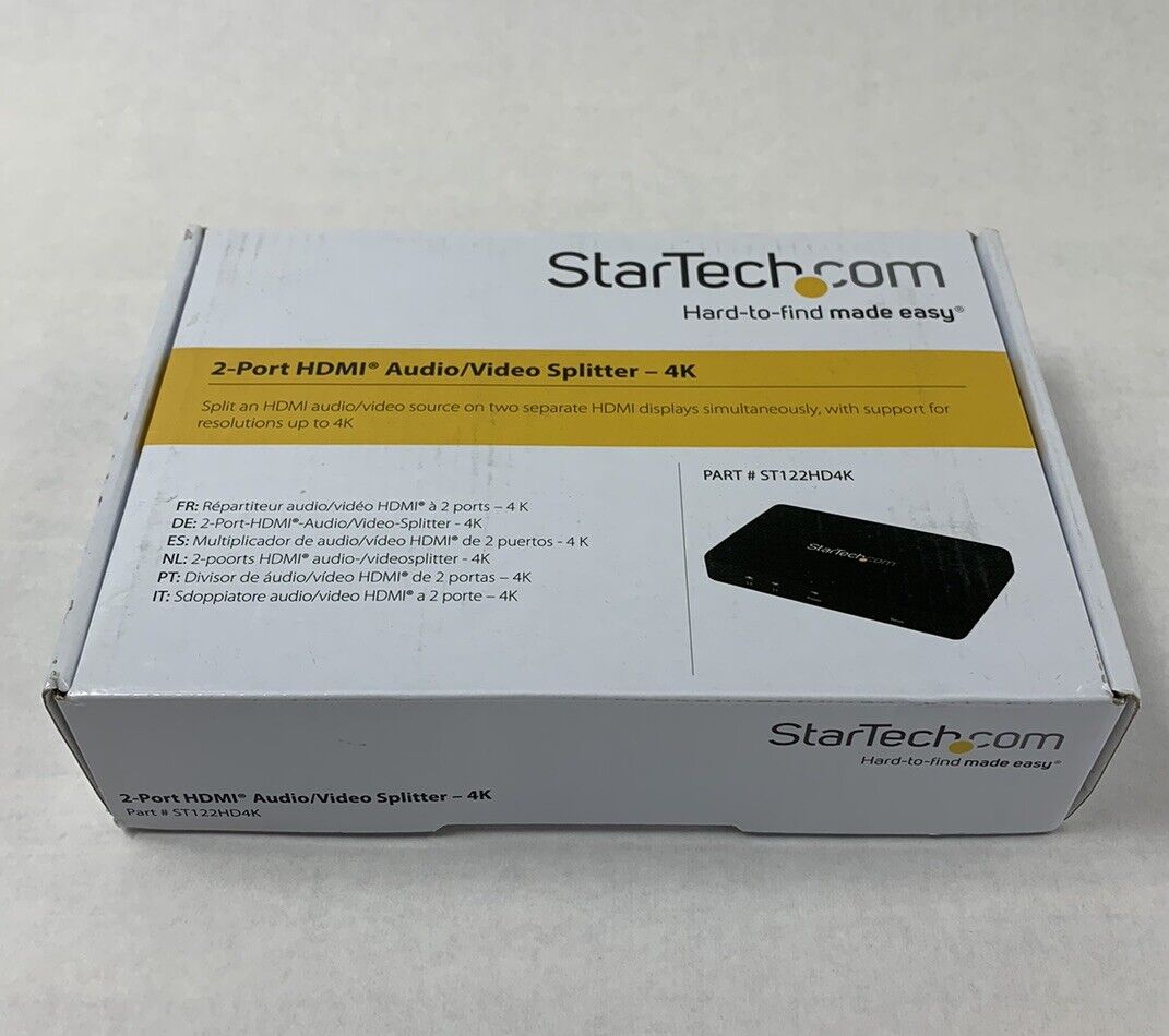 StarTech ST122HD4K 2-Port HDMI Audio Video Splitter 4K