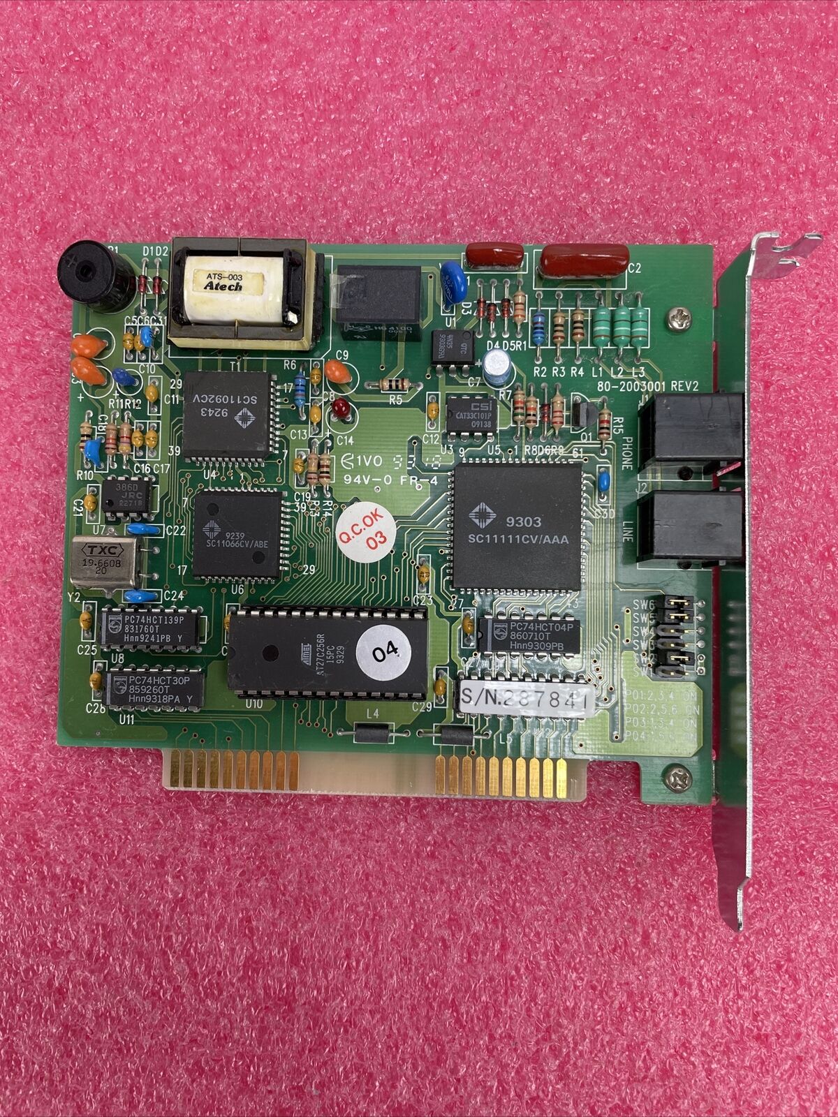 ASKEY INTERNAL 8-BIT ISA 2400bps V.22bis FAX MODEM 80-2003001 Rev 2