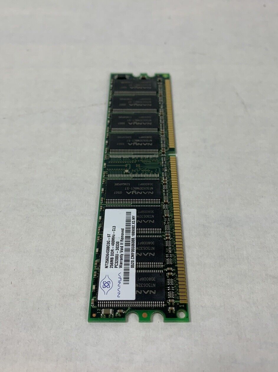 Nanya 256MB DDR-400MHz-CL3 PC3200U-30330 NT256D6t4S88C0G-5T (Lot of 5)