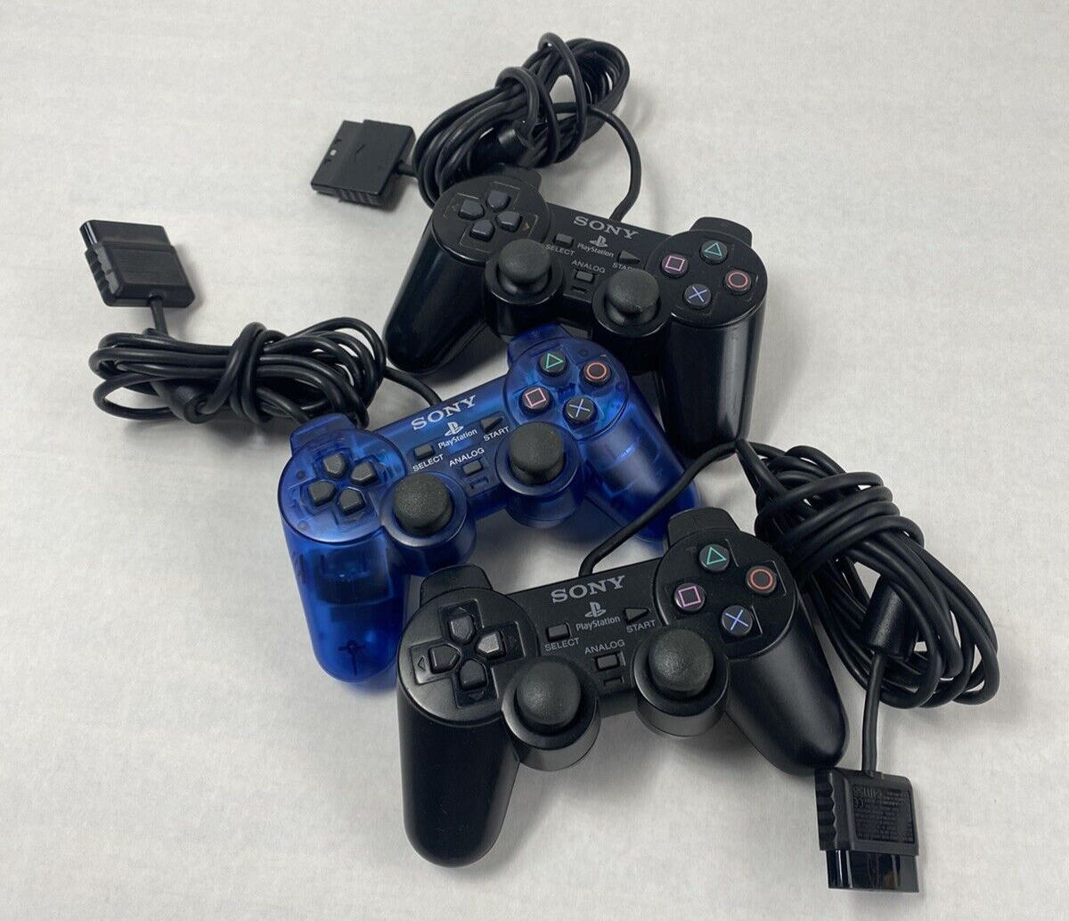 Lot of 3 Sony Playstation SCPH-10010 DualShock 2 Wired Controller Parts/Repair