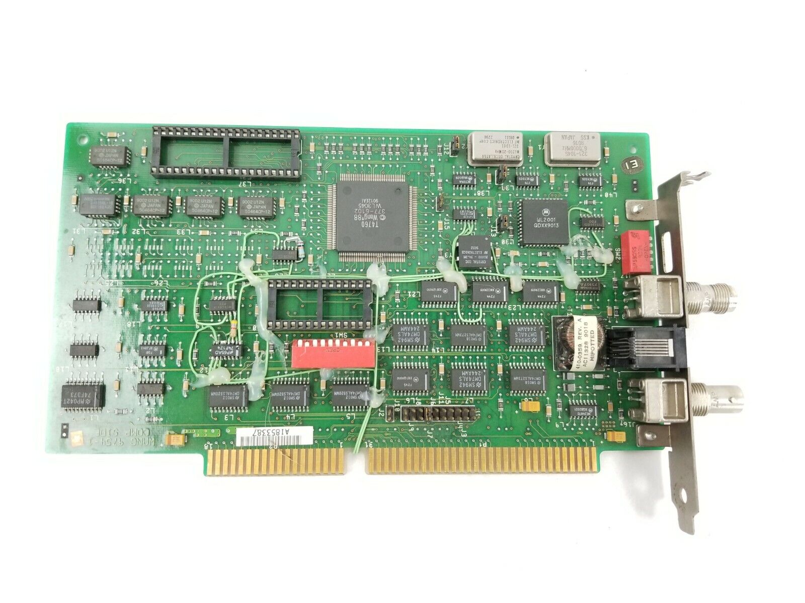 Wang Dual Coax Network Card 9754-1 16-bit ISA Card