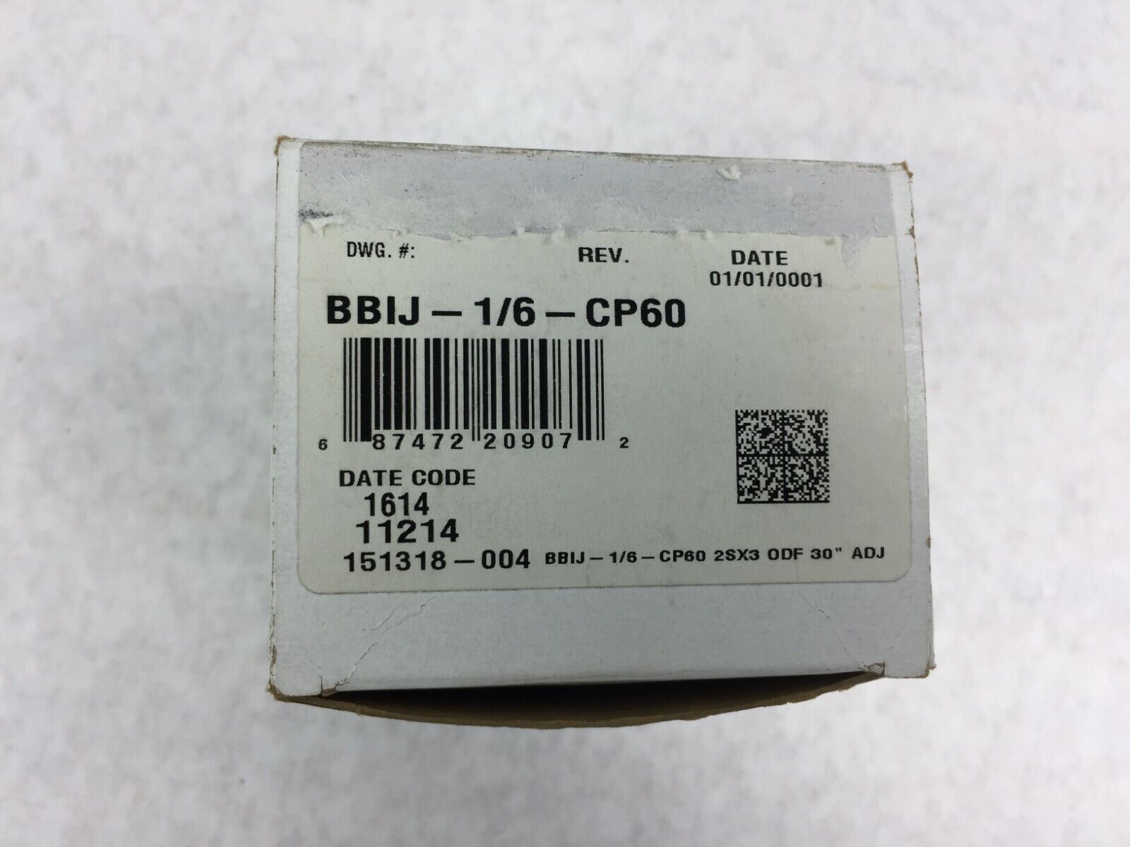 Sporlan Thermal Expansion Valve BBIJ-1/6 - CP60 2SX3 ODF 30" ADJ