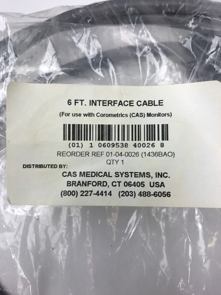 Corometrics Fetal Monitor 6' Interface Cable 01-04-0026