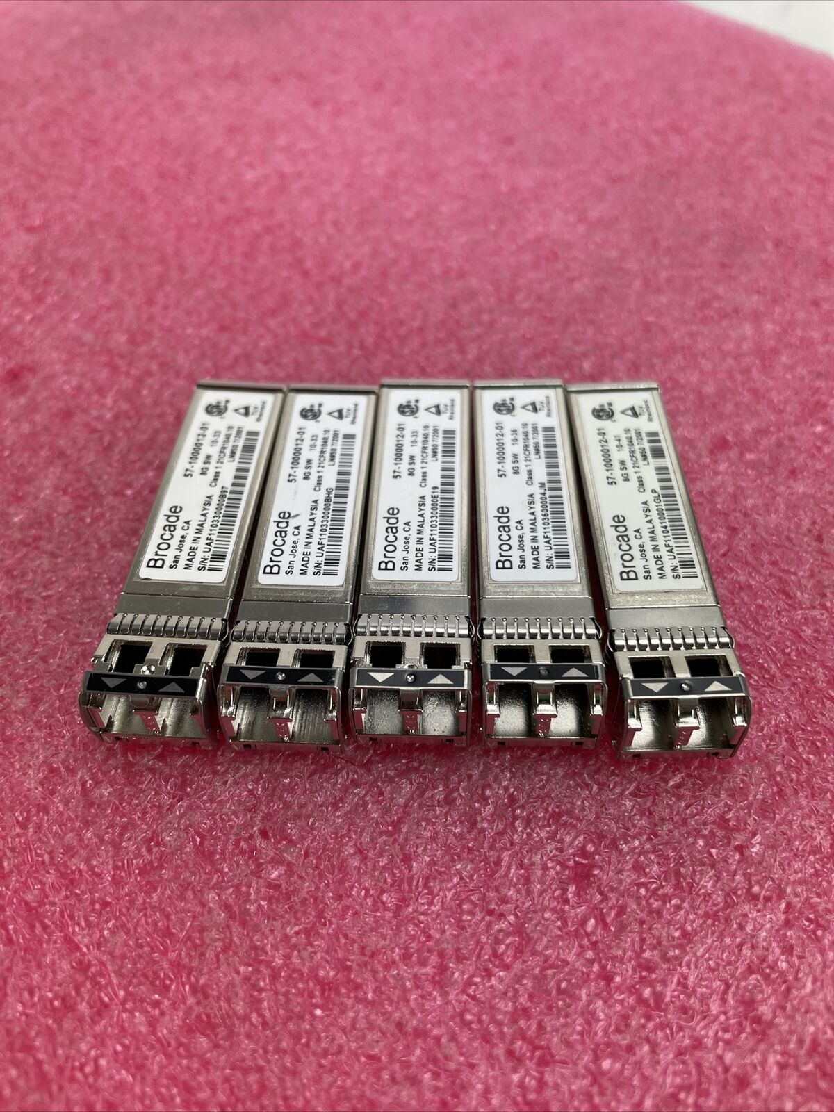 5 x Brocade 8G SW 57-1000012-01 8GB 850nm Optical Transceiver SFP Module