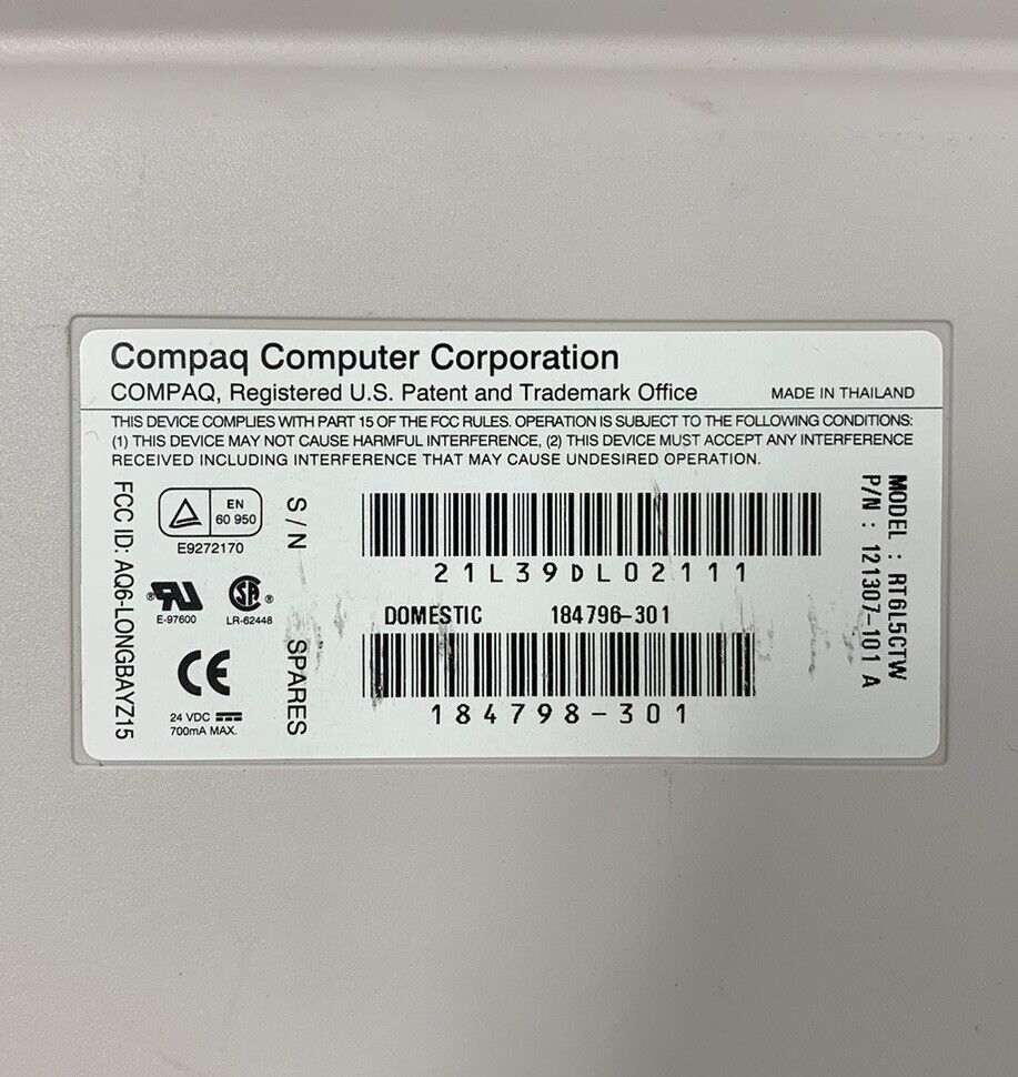 Compaq 121307-101 Keyboard RT6L5CTW