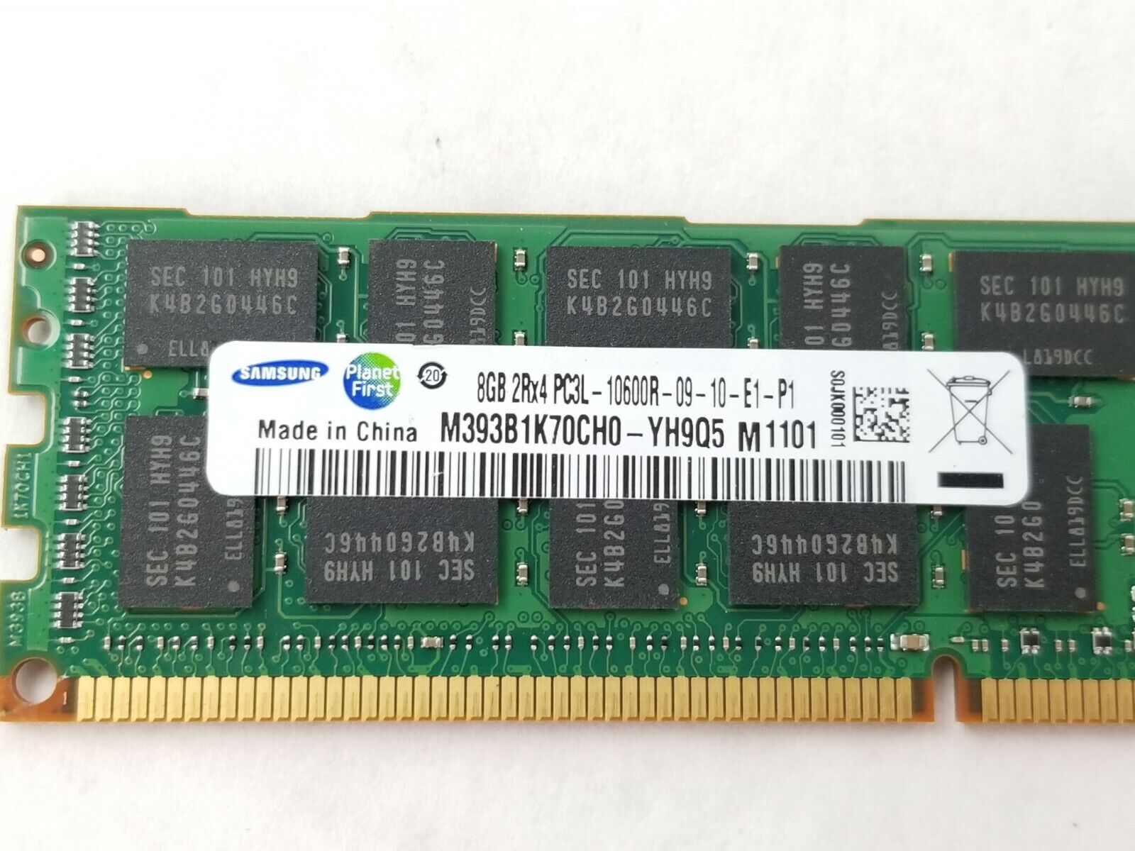 Samsung M393B1K70CH0-YH9 8GB 2Rx4 PC3L-10600R-09-10-E1-P1 (Lot of 33)