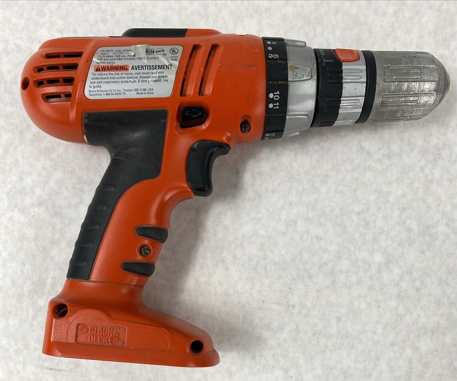 Black Decker FS1202D 12v Cordless Drill Driver + FSMVC Battery Charger