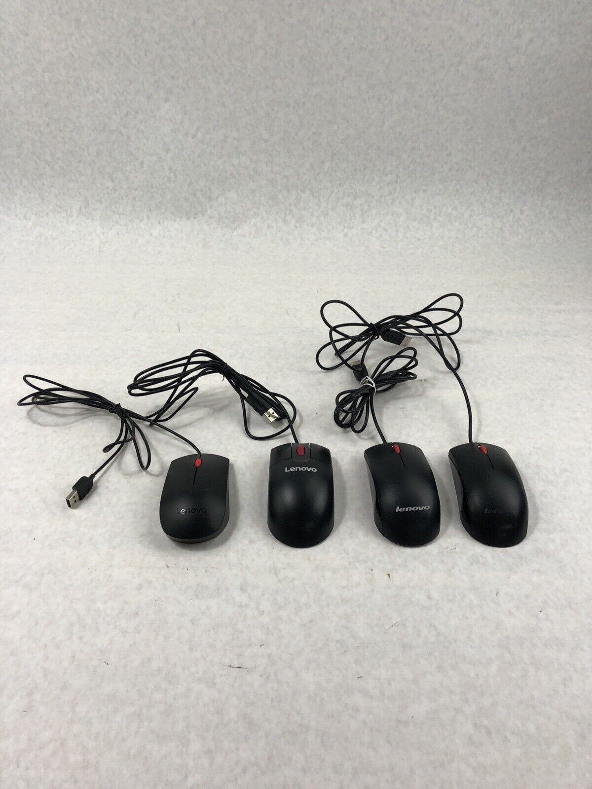 Assorted Lenovo Wired USB Mice - 2 45J4889 - 1 0PH133 - 1 03X6861 (Lot of 4)