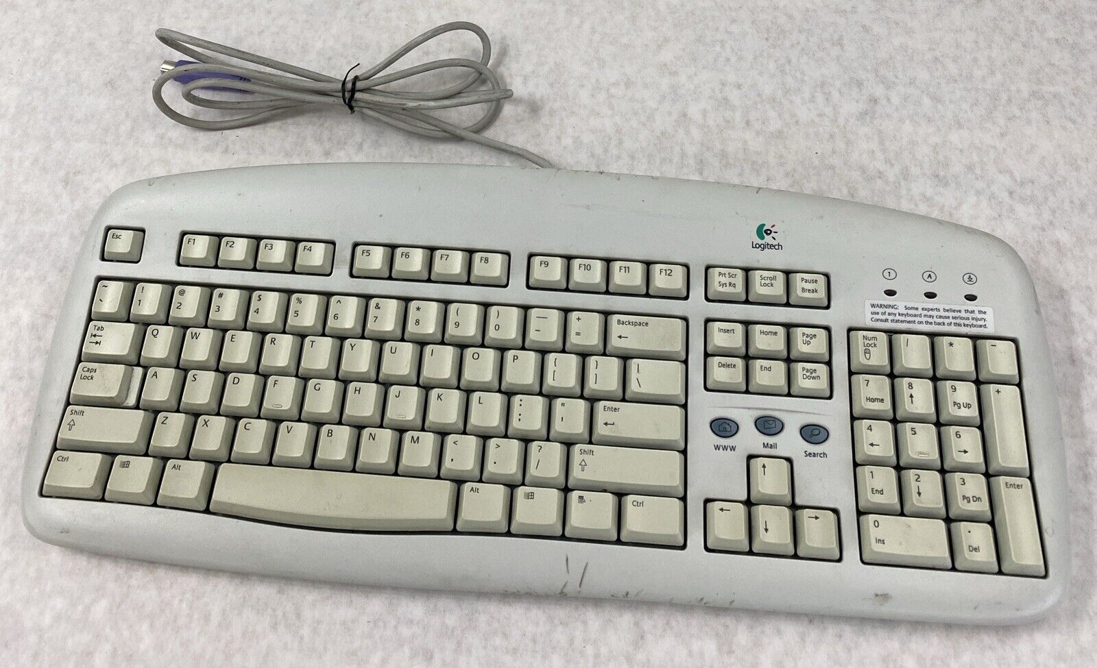 Logitech Y-SG13 867091-1100 Corded Deluxe Access Keyboard Vintage PS2 PS/2 WORKS