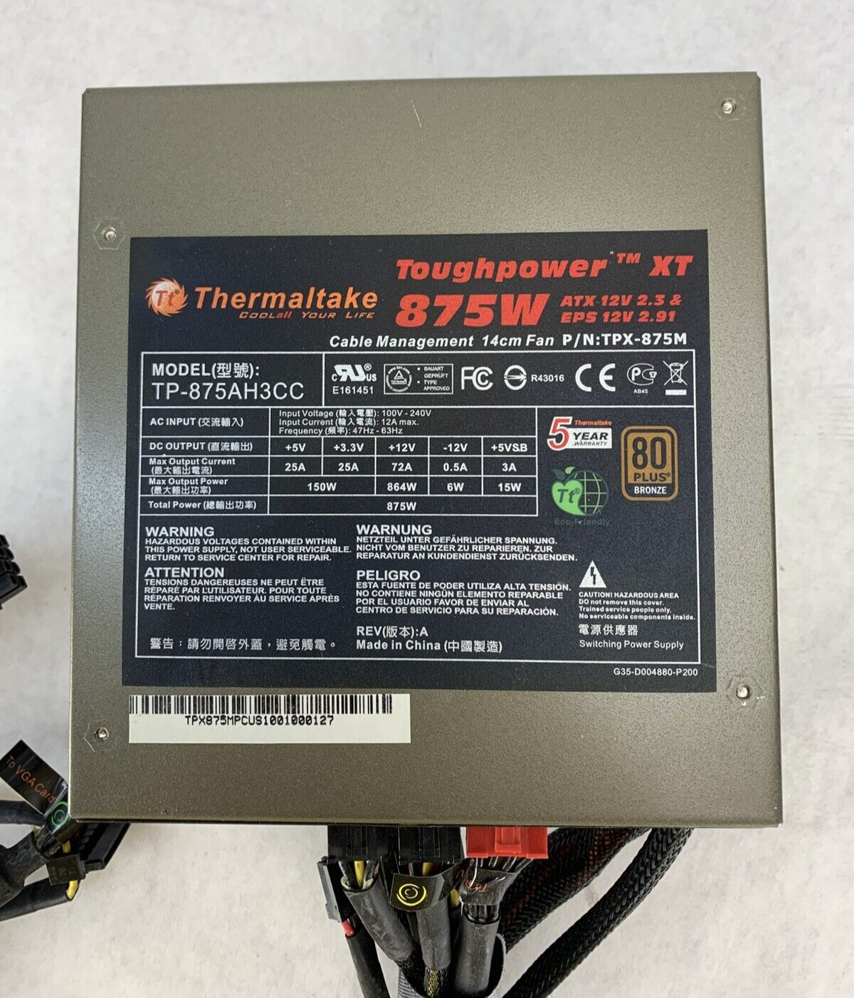 Thermaltake 875W Toughpower XT Power Supply