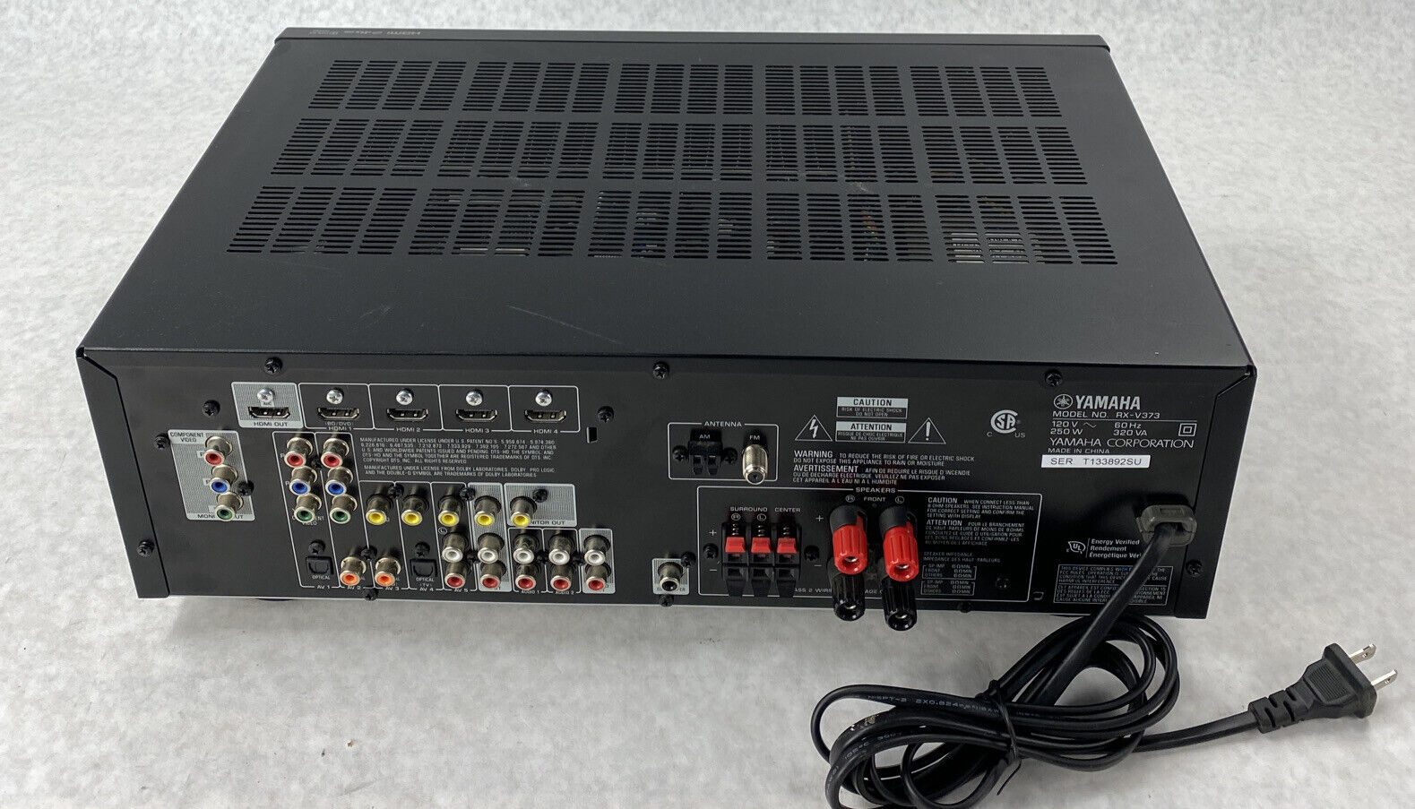 Yamaha RX-V373 Natural Sound AV Receiver No Remote Parts and Repair