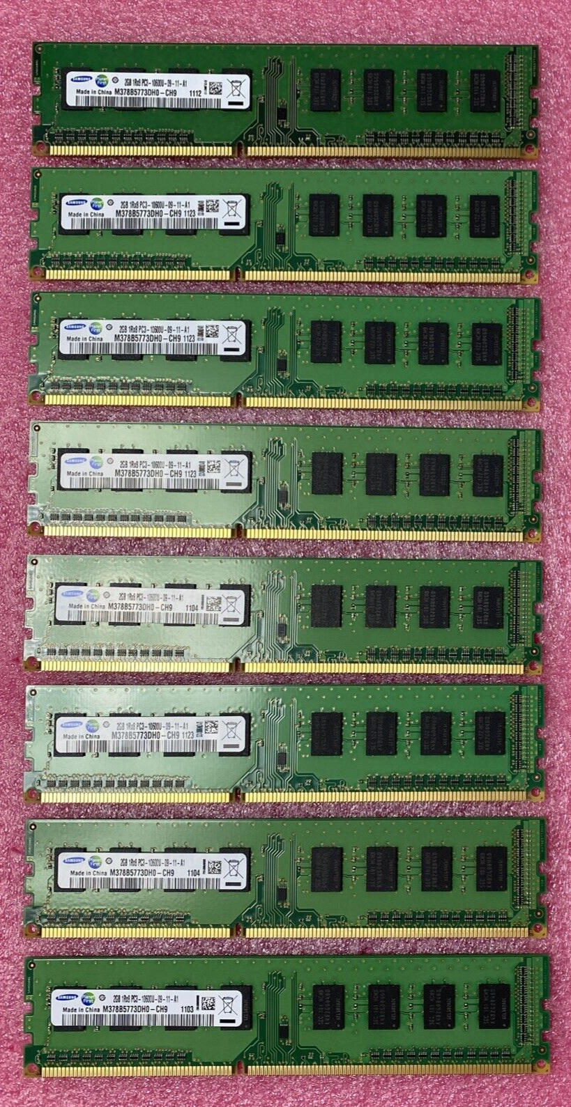 Lot ( 8 ) 2GB Samsung M378B5773DH0-CH9 1Rx8 PC3-10600U DDR3-1333MHz Desktop RAM