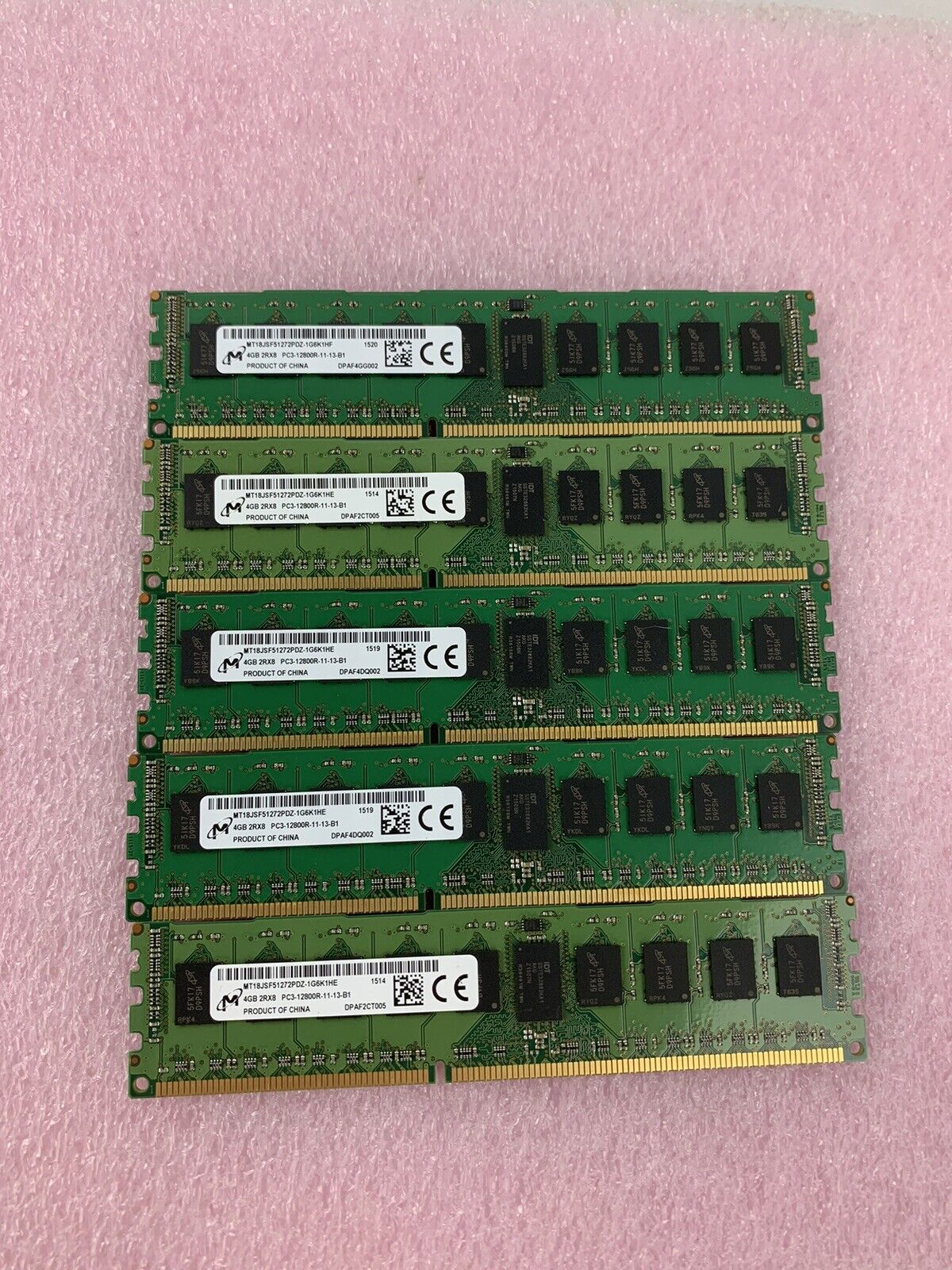 LOT OF 5 MT18JSF51272PDZ-1G6K1HF 4GB PC3-12800R-11-13-B1 2Rx8