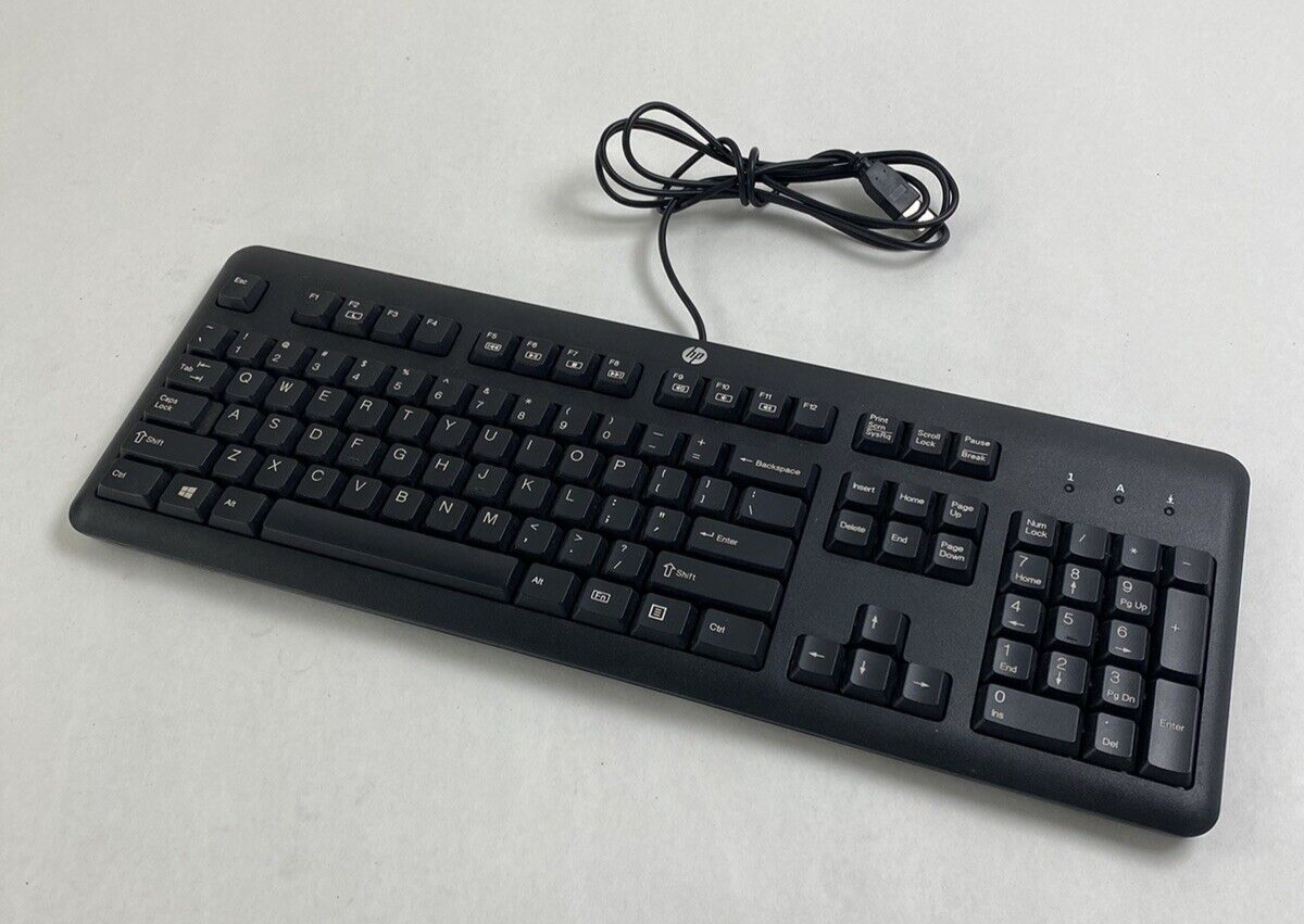 HP Model SK-2025 HP P/N: 672647-003 USB Wired Keyboard Tested