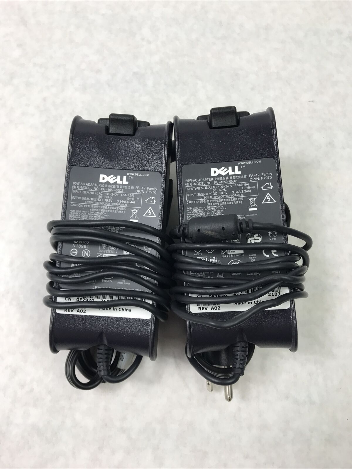 Lot of 2 Dell PA-1650-05D2 0F7970 Laptop Charger