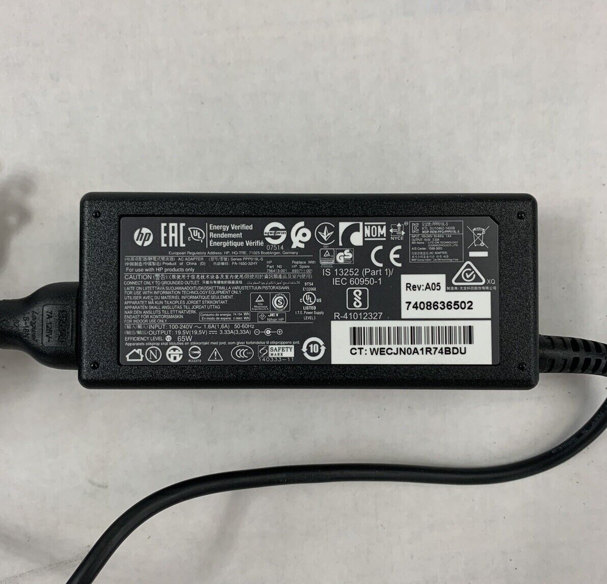 Lot of 10 HP PPP019L-S 65W AC DC Adapter Charger