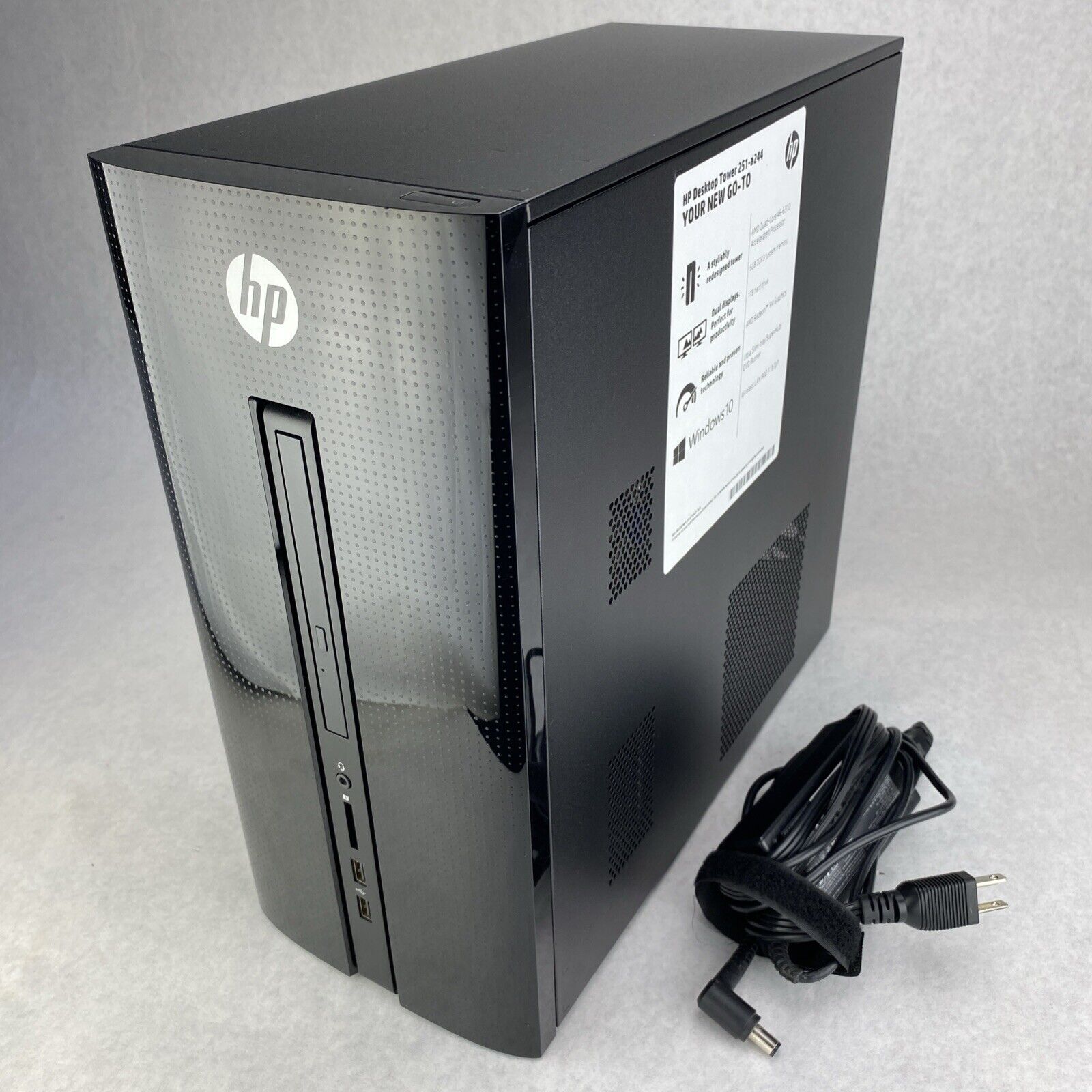 HP Desktop Tower 251-a244 AMD 4 Core A6-6310 1.80GHz 8GB Ram WiFi AC No HDD COA