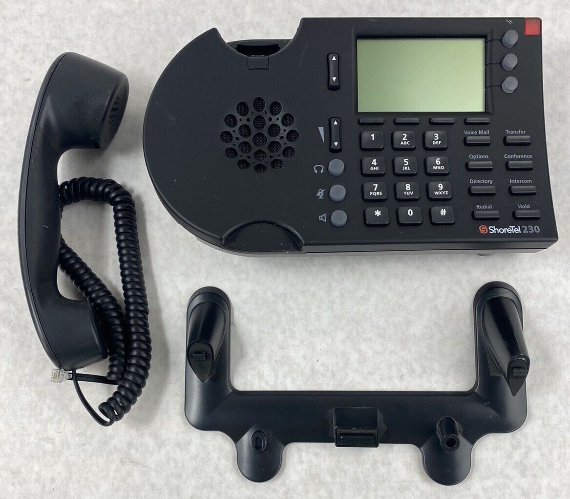 Lot( 2 ) Shoretel 230 VOIP IP Business Phone Black w Handset and Stand