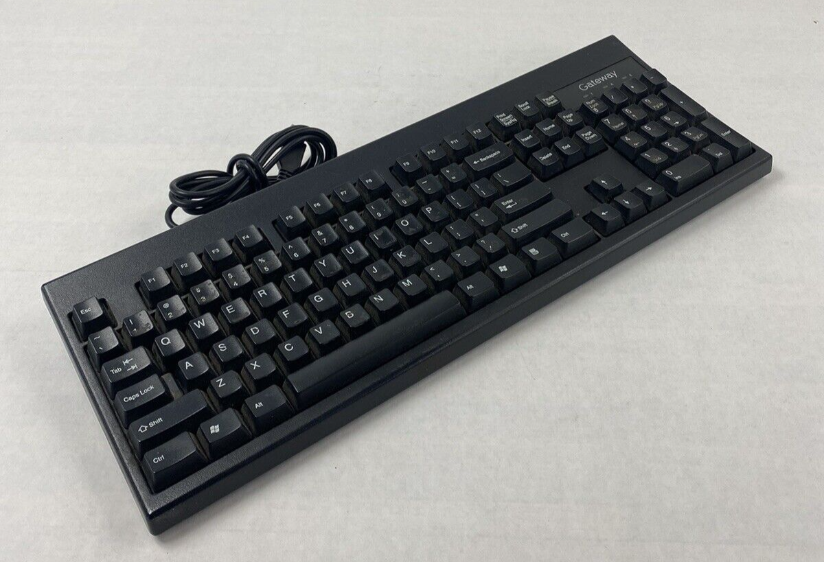 Black Gateway KU-0447 USB Wired PC Computer Keyboard Tested