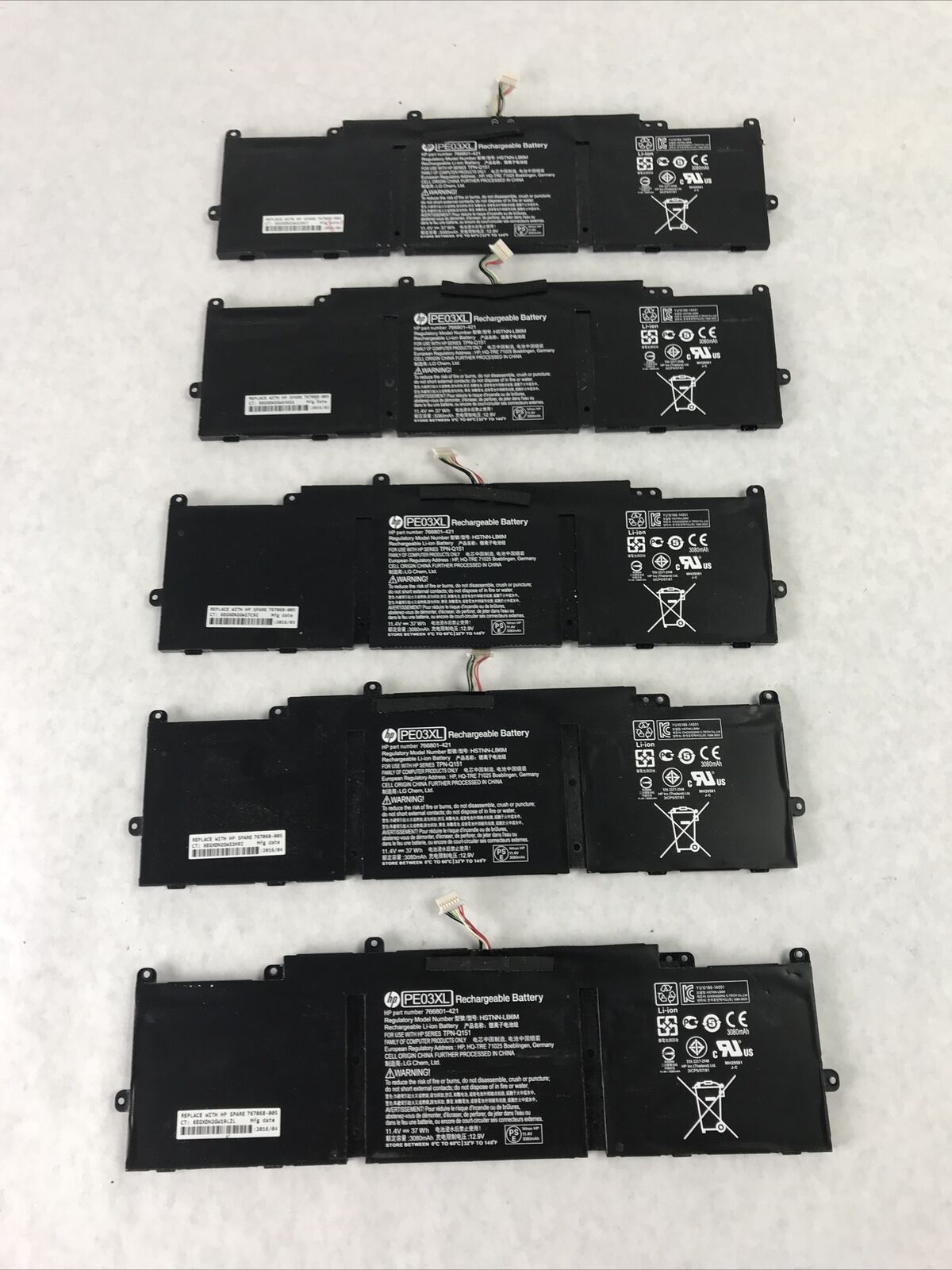 Lot of (5) HP PE03XL Notebook Battery 766801-421 for Chromebook 11