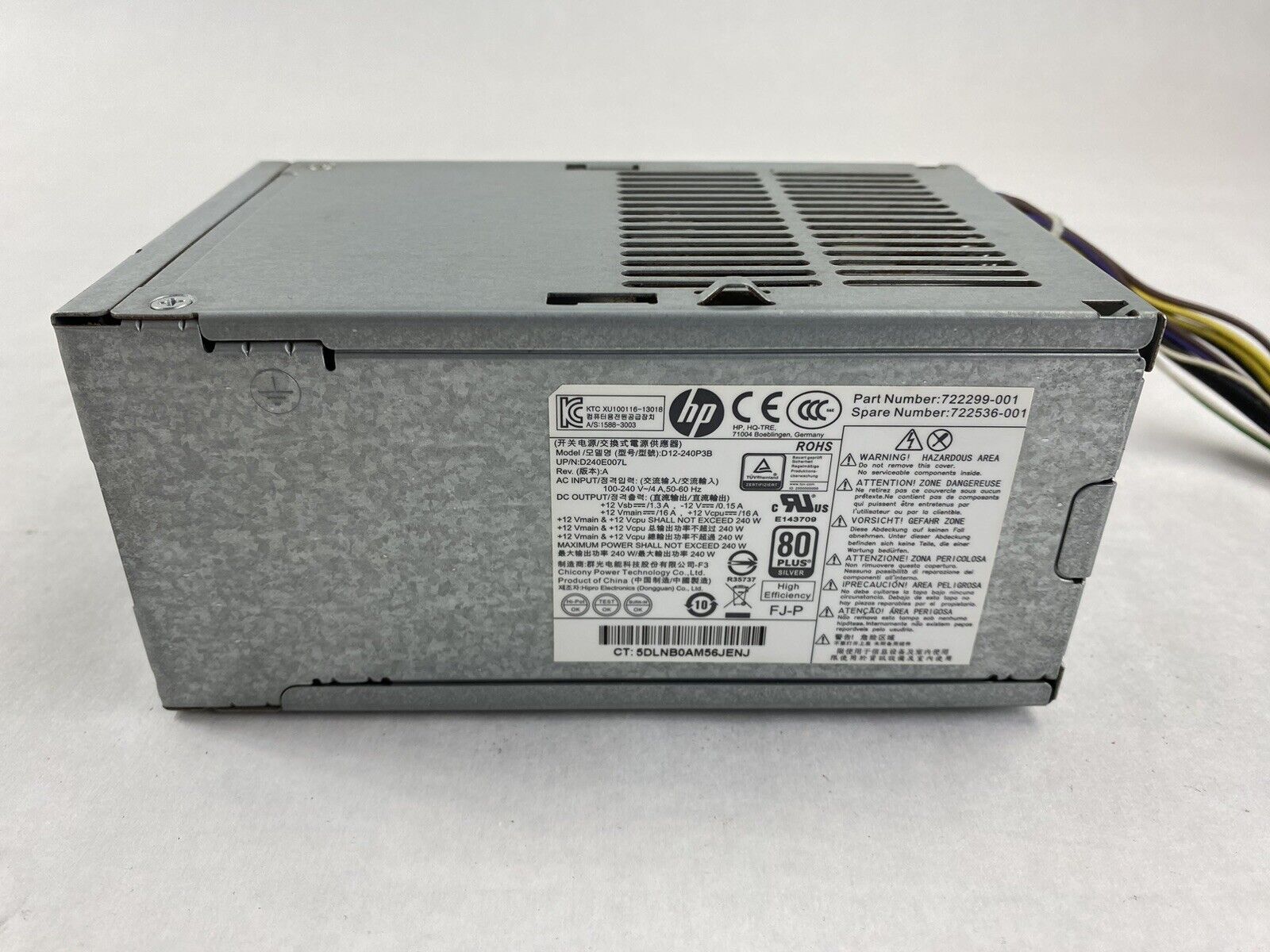 HP D12-240P3B D240E007L 240W 80 Plus Silver Power Supply Tested