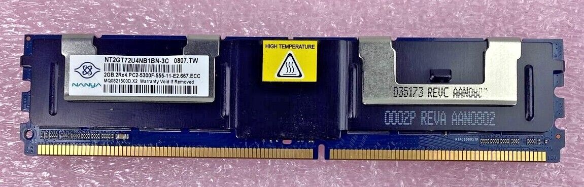 2GB Nanya NT2GT72U4NB1BN-3C 2Rx4 PC2-5300F DDR2 ECC Server Memory RAM