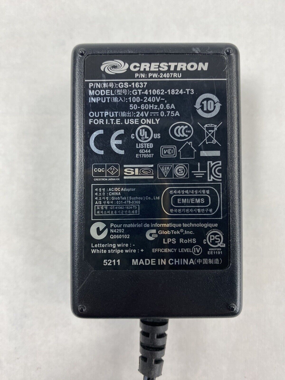 Lot of 3 Genuine Crestron GS-1637 GT-41062-1824-T3 24V 0.75A ITE Power Supply