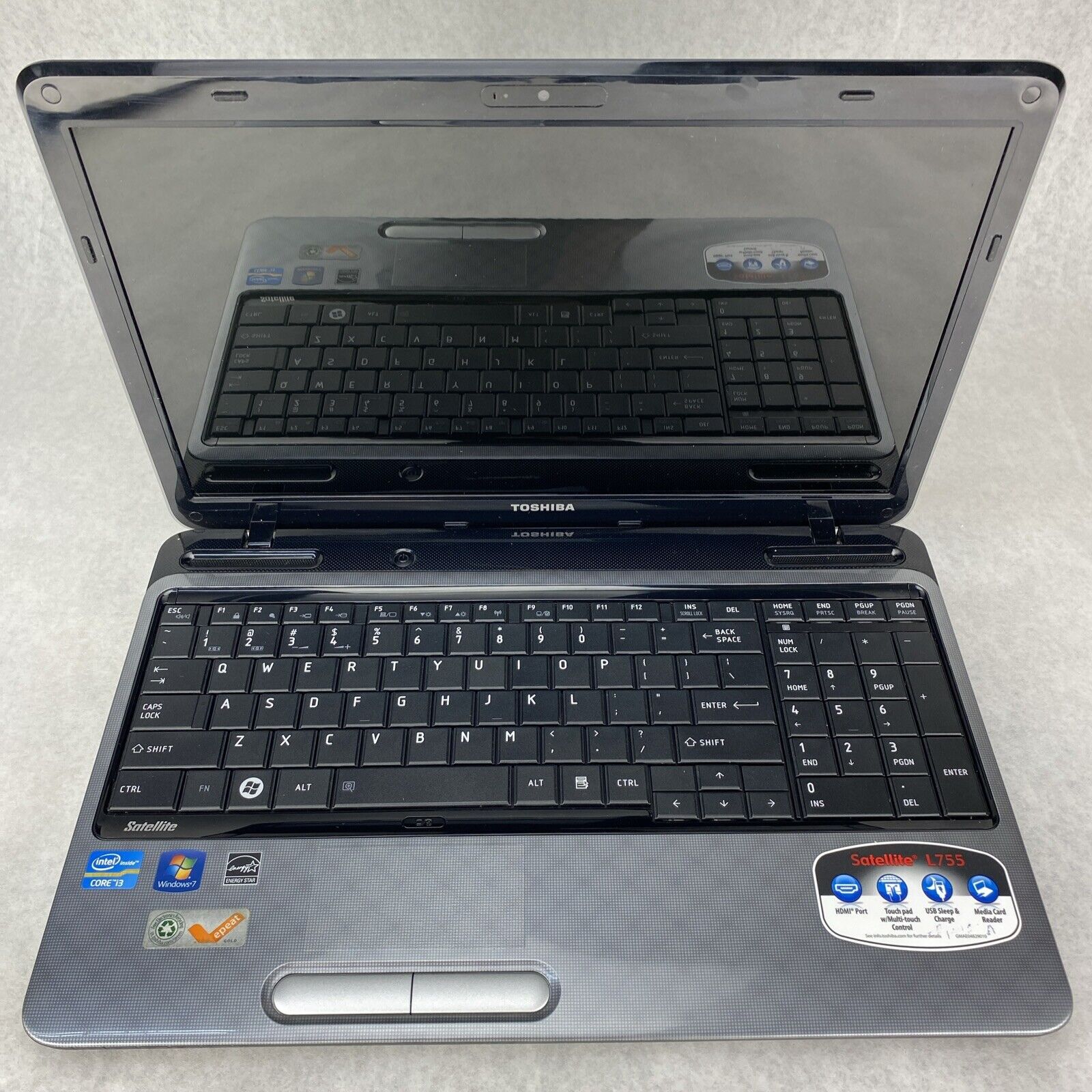 TOSHIBA Satellite C755-S5311 15.6" Intel i3-2330M 2.20GHz 4GB RAM No AC HDD OS