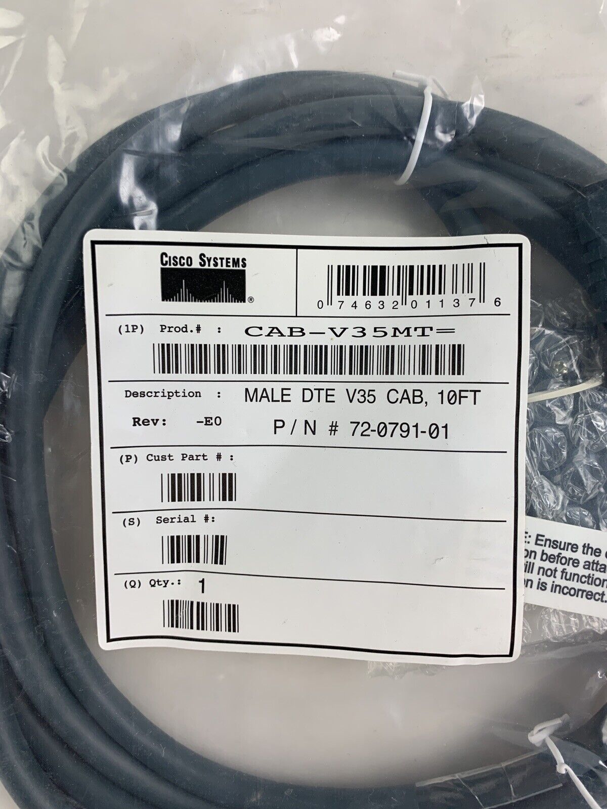 Cisco CAB-V35MT Male DTE V35 10FT Cable 72-0791-01