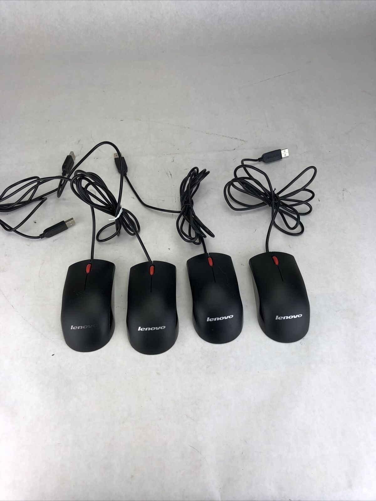 Lenovo MOEUUQA Black Wired USB Mouse (Lot of 4)