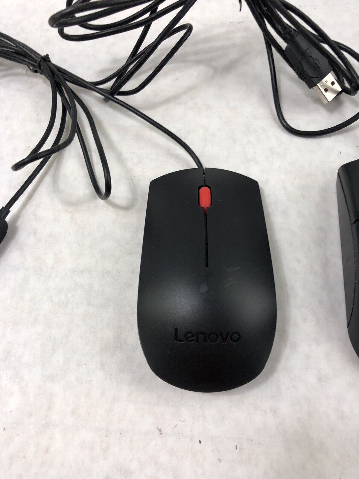 Assorted Lenovo Wired USB Mice - 2 45J4889 - 1 0PH133 - 1 03X6861 (Lot of 4)