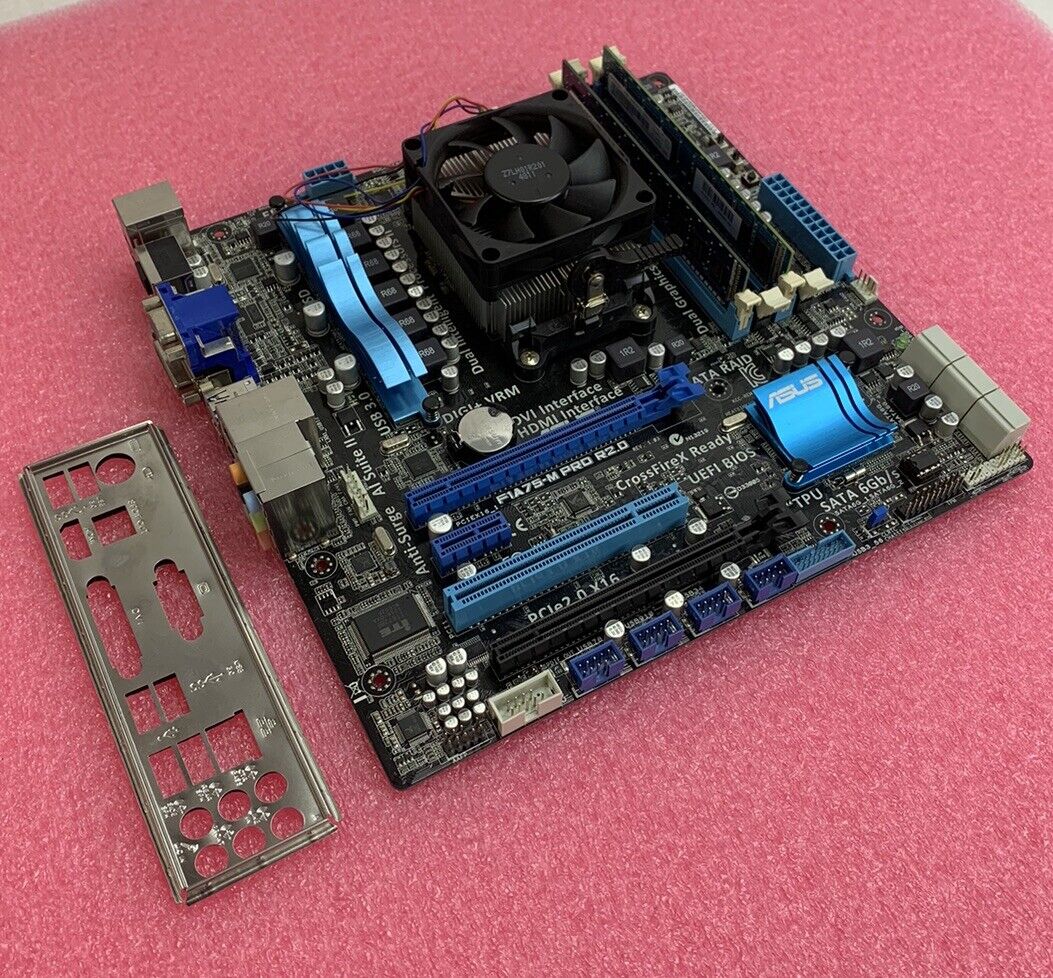 ASUS F1A75-M-Pro Rev 2.0 Motherboard AMD A4-3400 2.7GHz 4GB RAM w/Shield