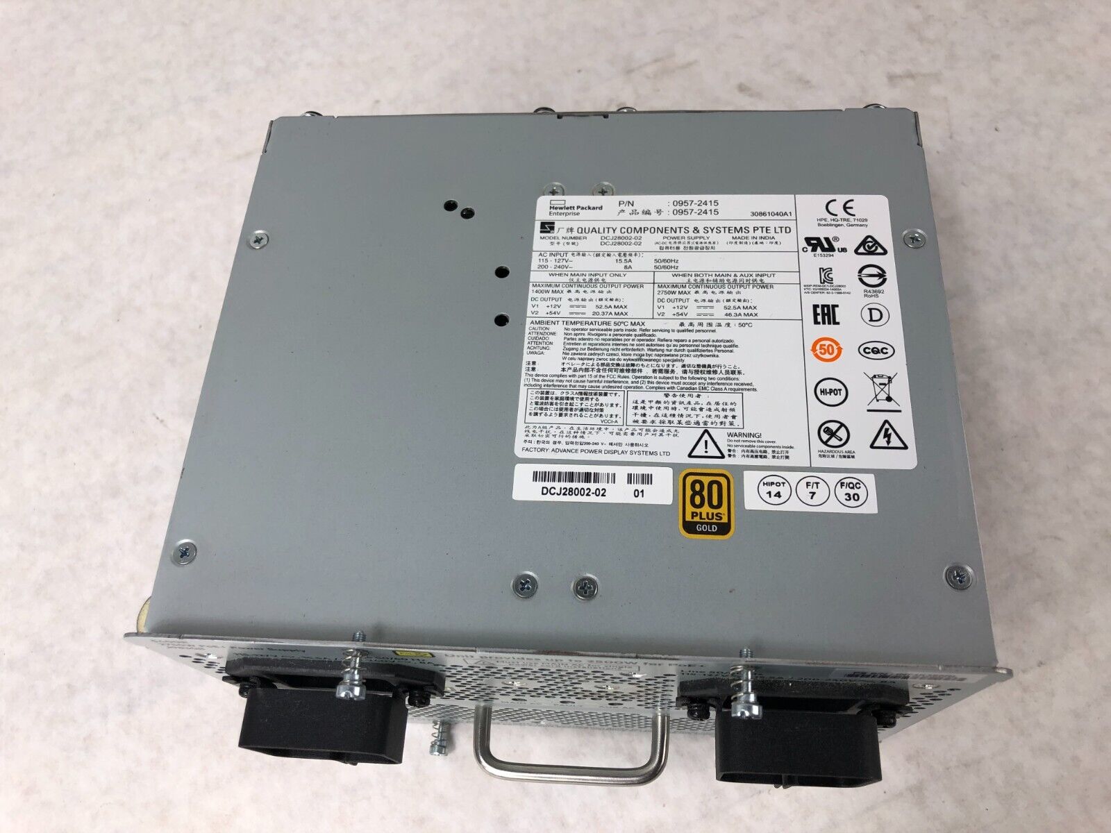 HP J9830B 5400R 2750W PoE+ AC Power Supply 0957-2415