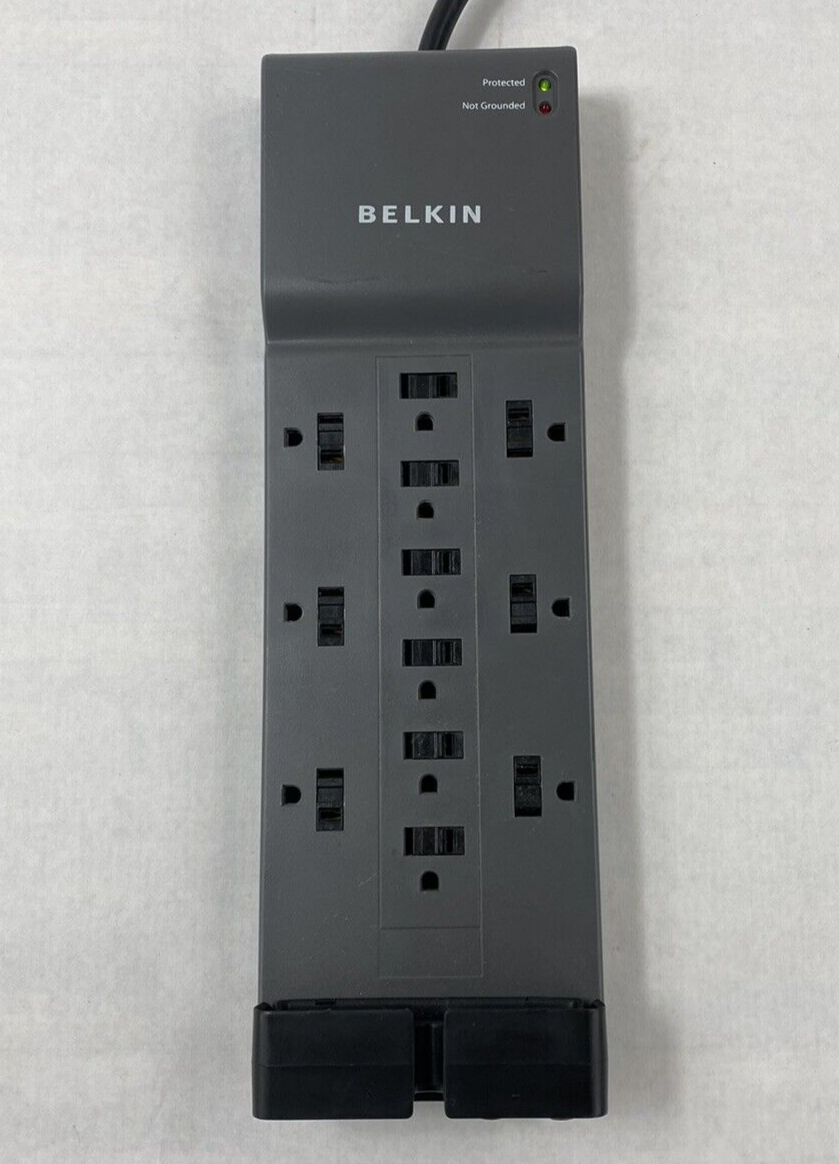 Belkin BE112230-08 12 Outlet Slim Surge Protector Power Strip 8ft Cord Tested