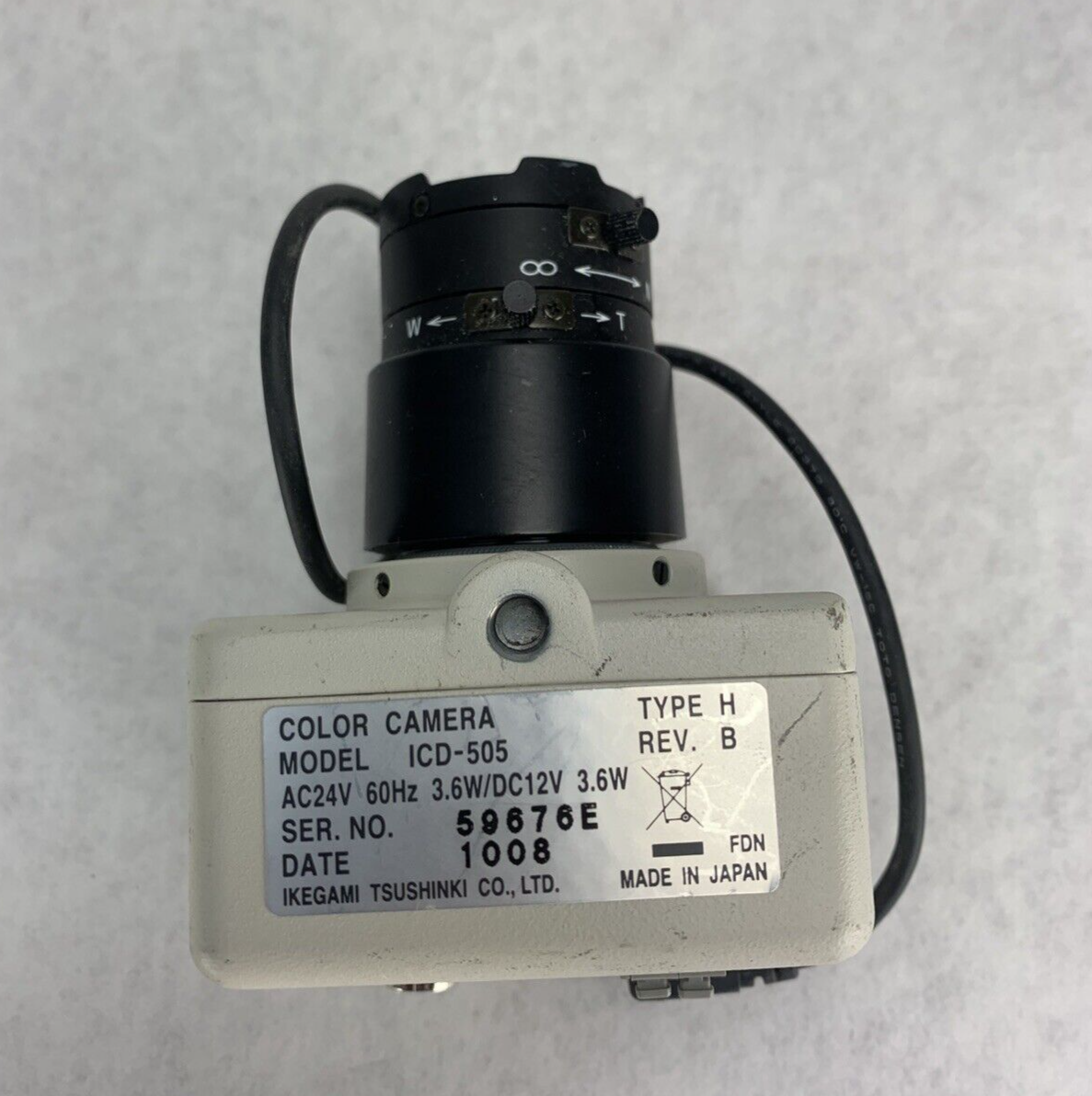 Hamilton ICD-505 Color Camera 1/3" 3.5-8mm Lens For Parts or Repair