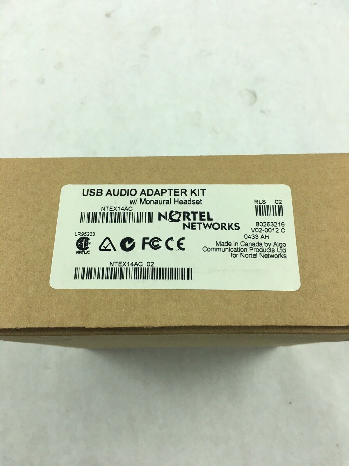 NORTEL USB AUDIO ADAPTER KIT NTEX14AC BOX OPENED