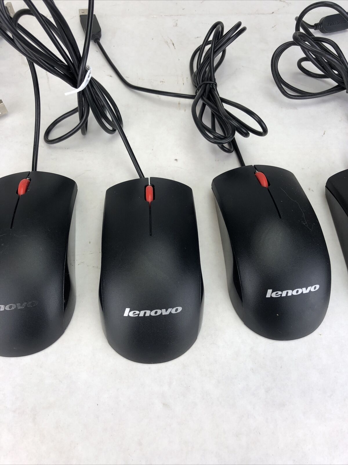 Lenovo MOEUUQA Black Wired USB Mouse (Lot of 4)