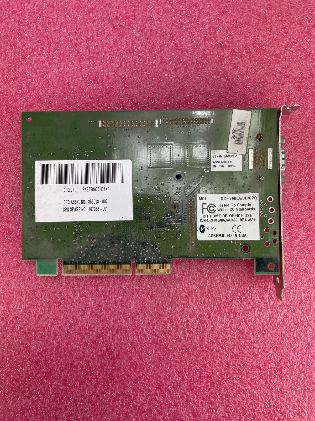 MGI G2+/MILA/8D/CPQ MATROX COMPAQ AGP VIDEO CARD 167033-001 356018-002