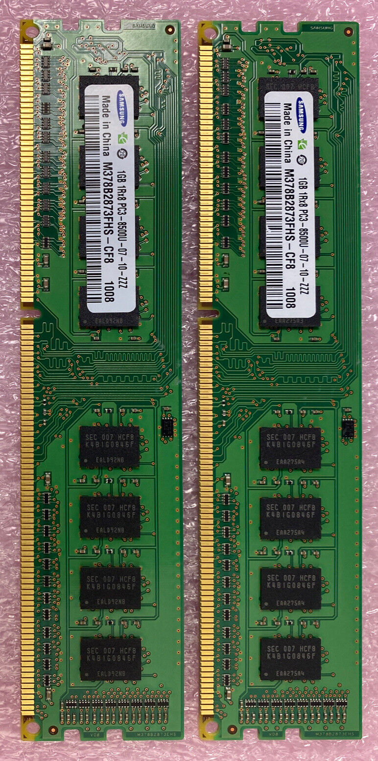 Lot( 2 ) 1GB Samsung M378B2873FHS-CF8 1Rx8 PC3-8500U Desktop RAM Memory