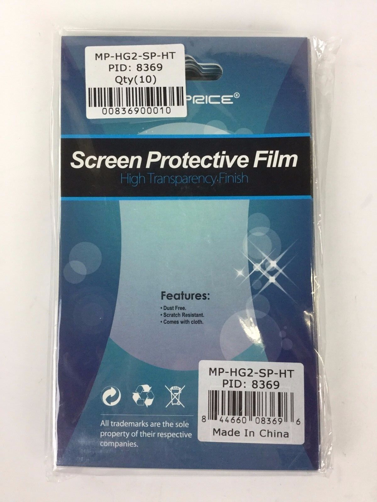 Lot( 10 ) Monoprice 8369 Screen Protective Film for HTC MyTouch 3G