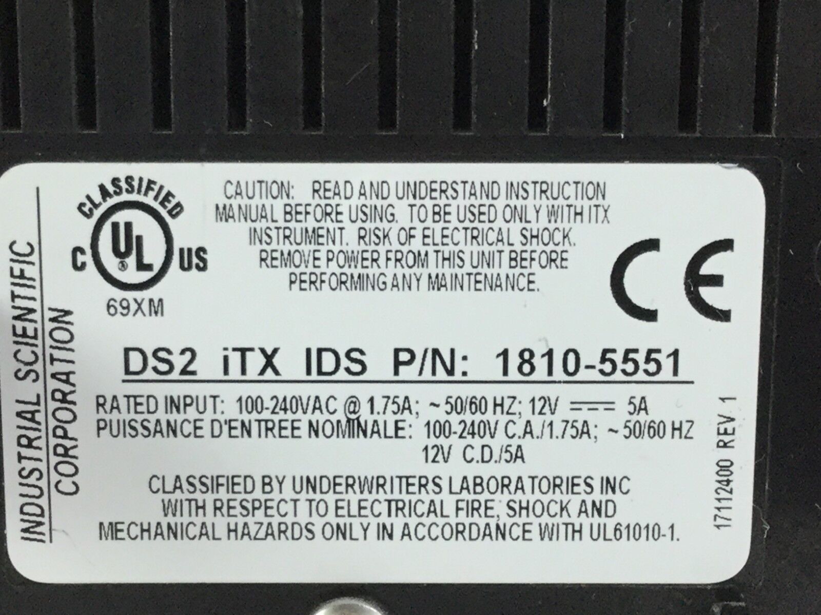 Industrial Scientific  IDS Docking Station 1810-5551    Powers On   w/Power Cord