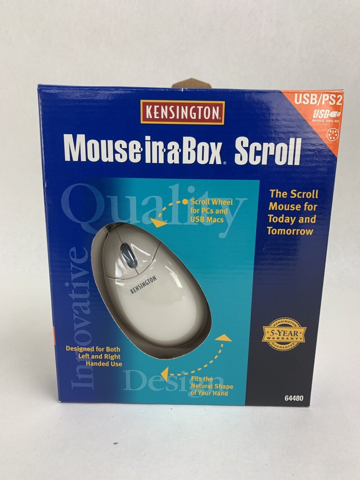 Kensington Mouse-in-a-Box Scroll USB/PS2 Mouse PC/Mac 64480 New OEM