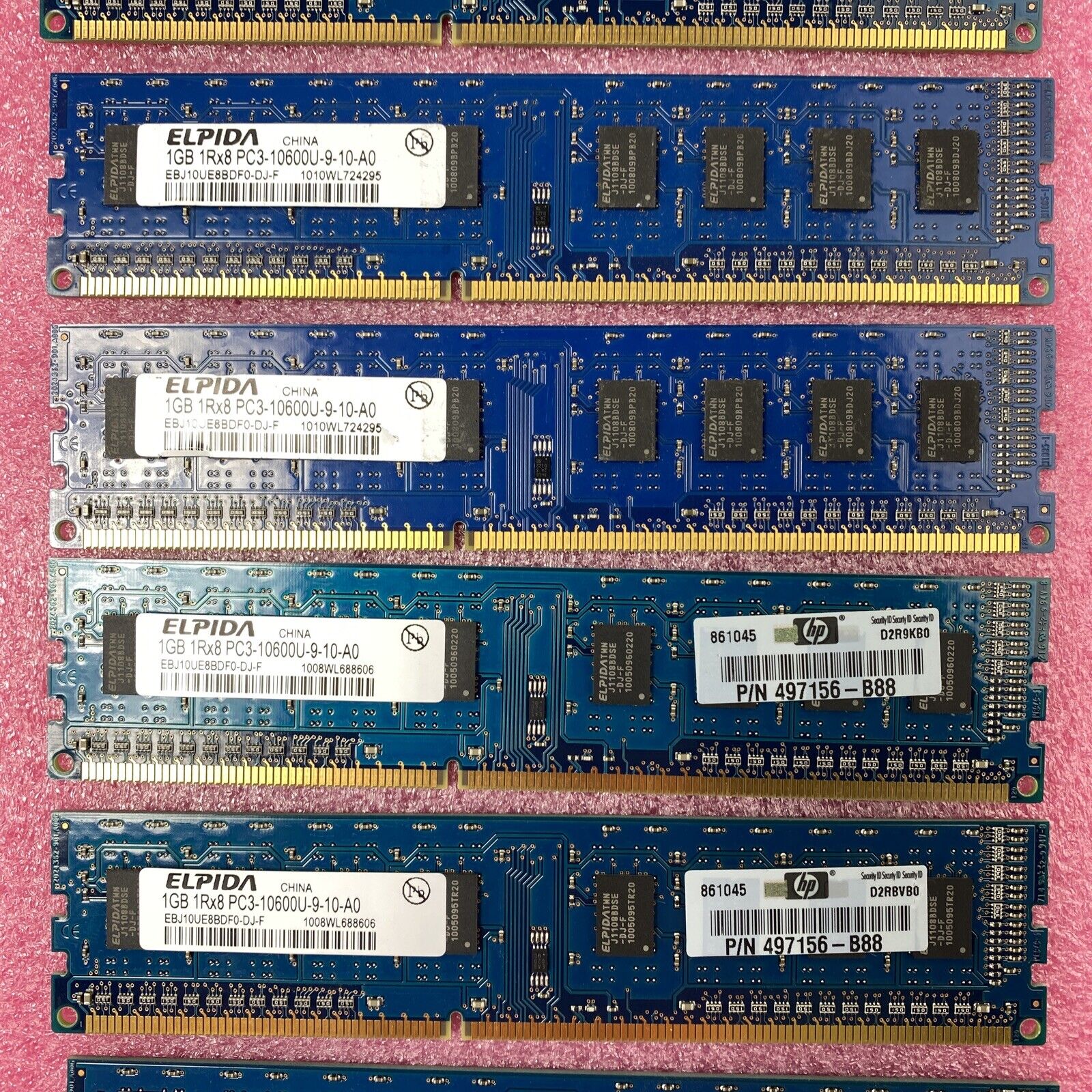 Lot( 10 ) 1GB Elpida EBJ10UE8BDF0-DJ-F 1Rx8 PC3-10600U-9-10-A0 RAM 497156-B88